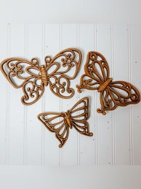 Vintage Set of 3 Butterfly Wall Decor | Mid Century | Butterflies